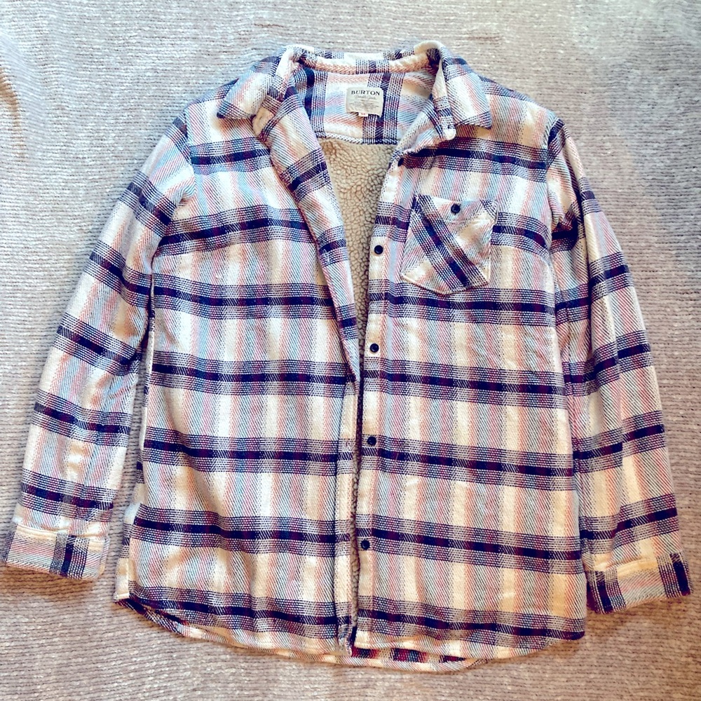 Burton Fleece Lined Flannel Shirt Jacket Shacket Fall Winter Warm Medium